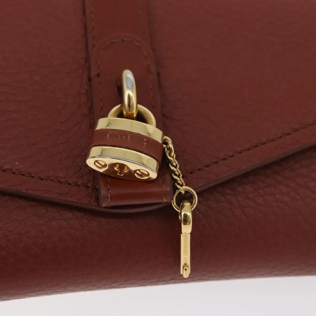 Chloe Aby Chain Leather Brown Leather Shoulder Bag Bag (Pre-Owned)