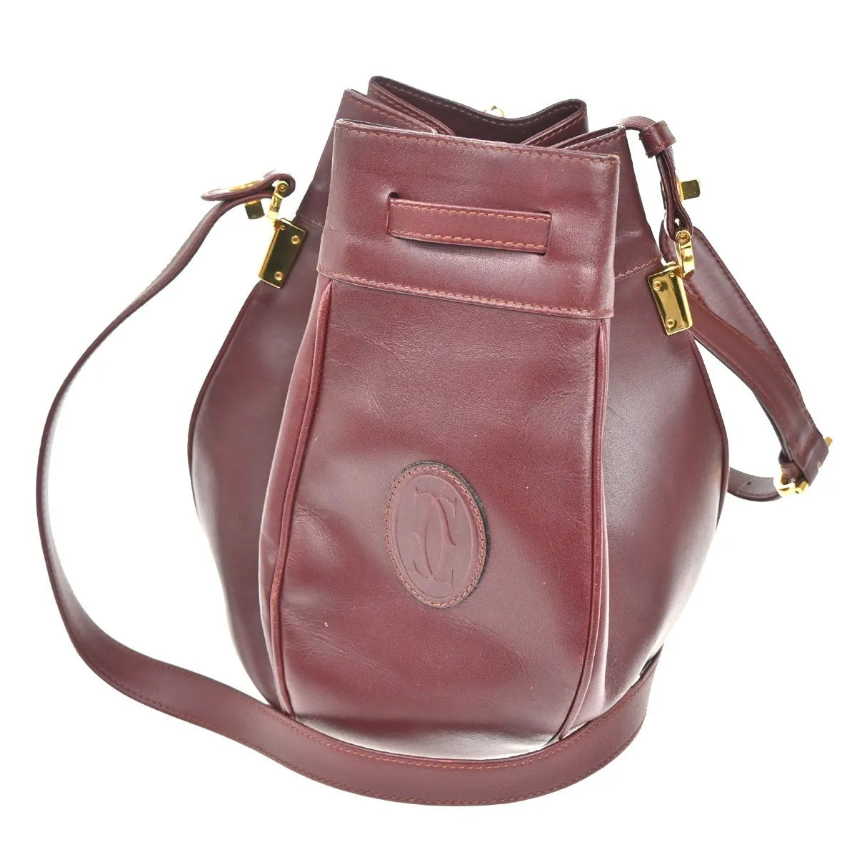 Cartier Must De Cartier Leather Red Leather Shoulder Bag Bag (Pre-Owned)