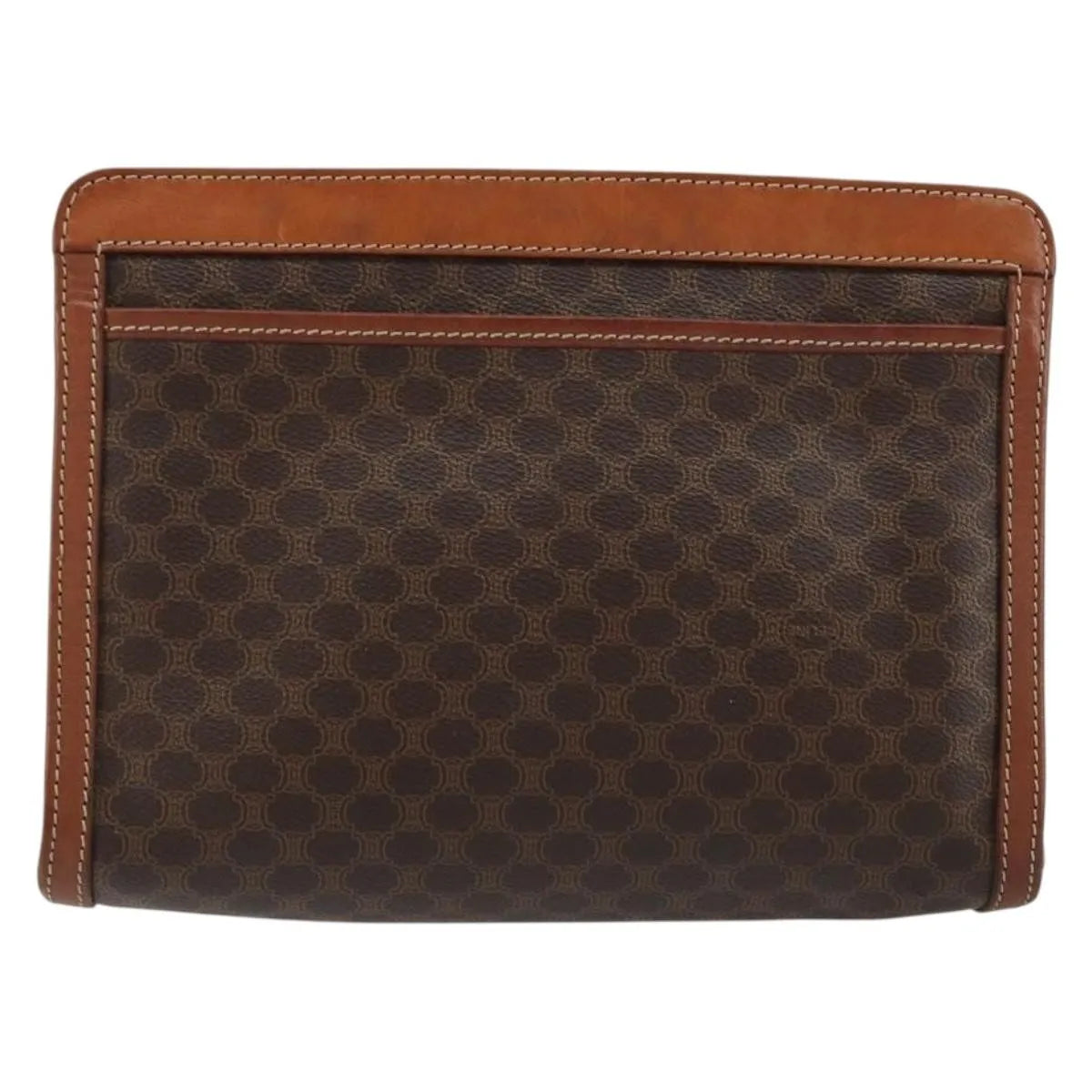 Celine Logo Triomphe Canvas And Leather Brown Canvas Clutche & Pouche Bag (Pre-Owned)