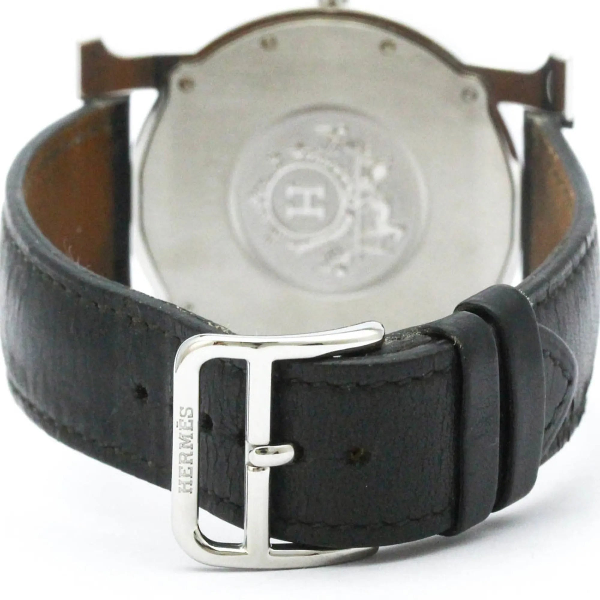 Hermes Heure H Ronde Quartz Stainless Steel And Leather Watch (Pre-Owned)