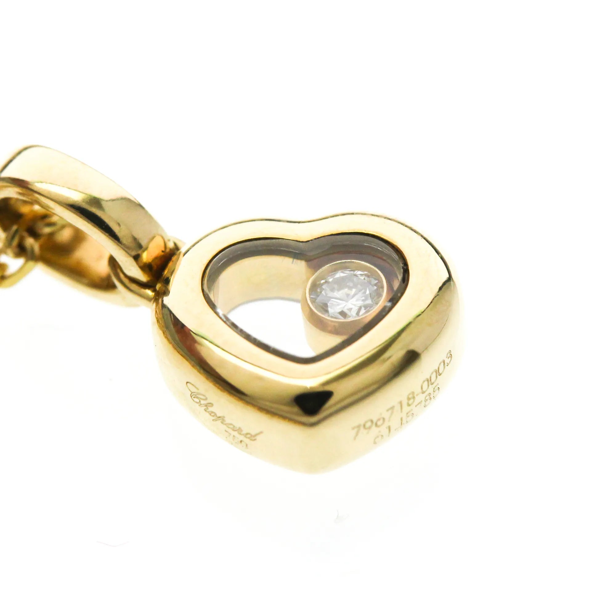 Chopard Happy Diamonds Heart Pendant 18K Yellow Gold With Diamonds And 1 Floating Diamond Gold Yellow_Gold Necklace Jewelry (Pre-Owned)