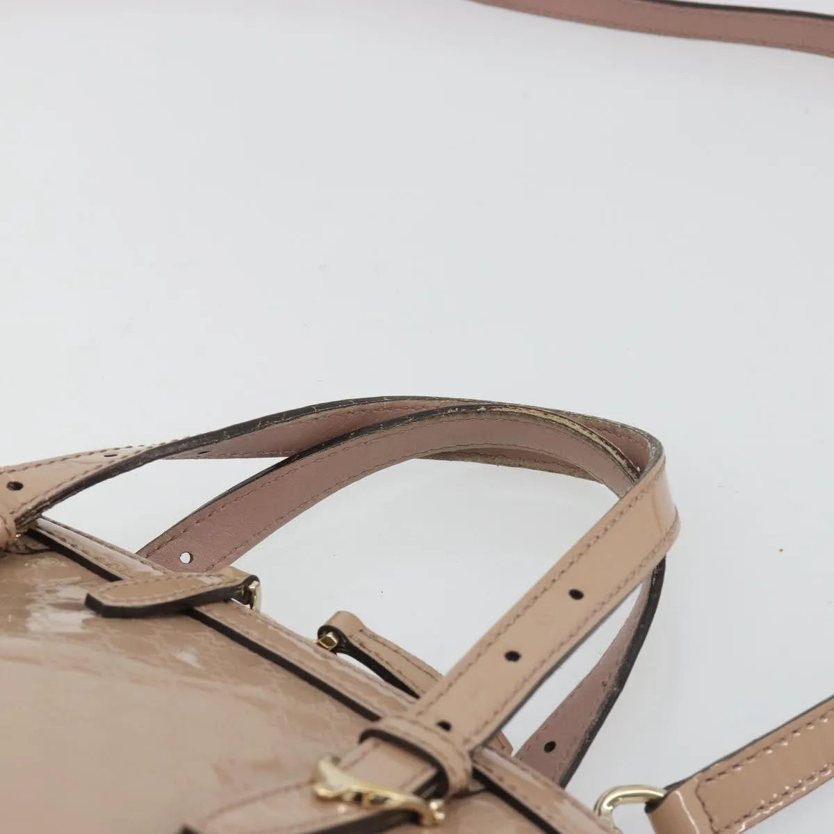 Gucci Nice Top Handle Microguccissima Patent Beige Patent_Leather Handbag (Pre-Owned)
