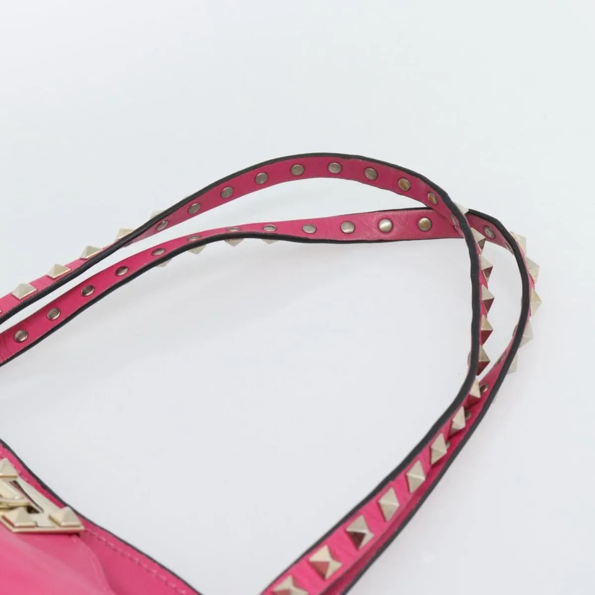 Valentino Garavani Rockstud Tote Textured Leather Pink Leather Tote Bag Bag (Pre-Owned)