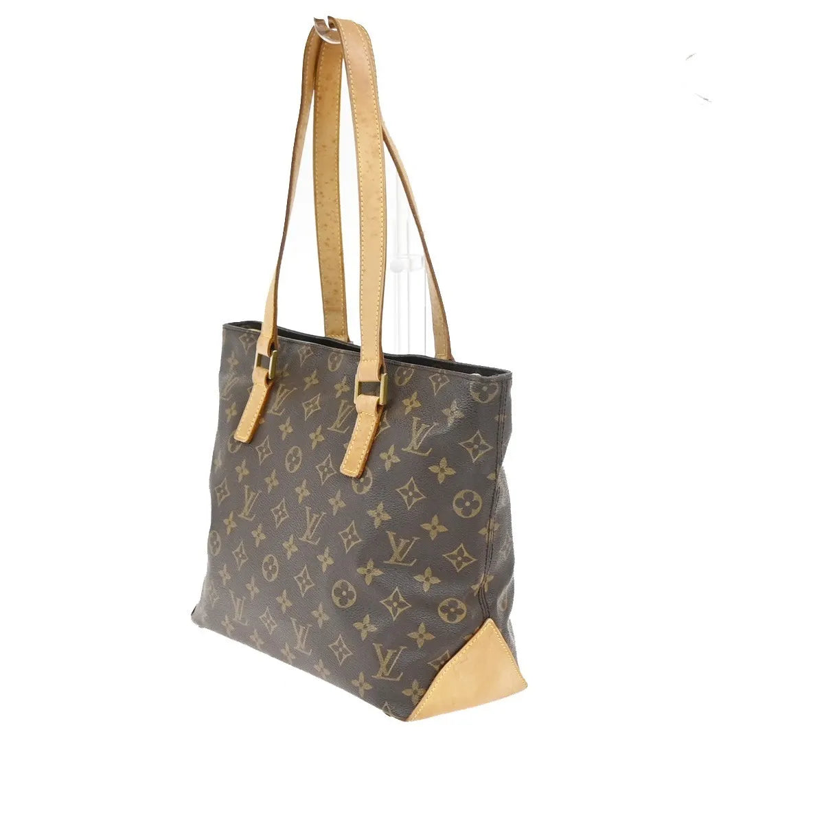 Louis Vuitton Cabas Mezzo Monogram Canvas Brown Leather Tote Bag Bag (Pre-Owned)