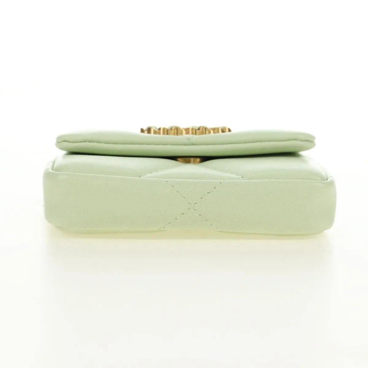 Chanel 19 Convertible Flap Coin Purse With Chain Quilted Lambskin Green Leather Shoulder Bag Bag (Pre-Owned)
