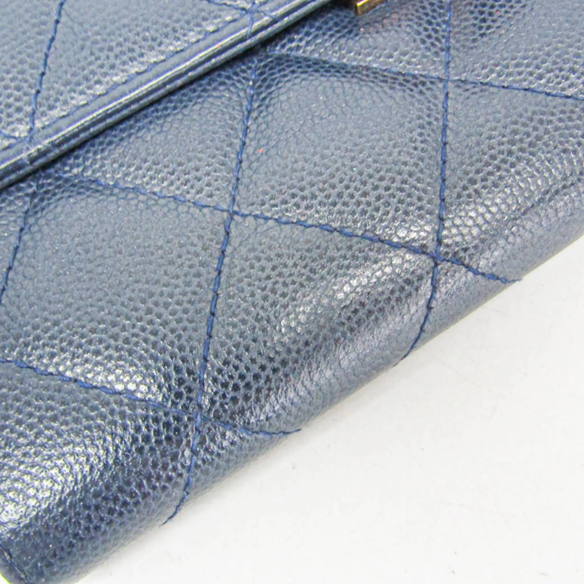 Chanel Matelasse Zippy Cc Navy Calfskin Wallets Accessory (Pre-Owned)