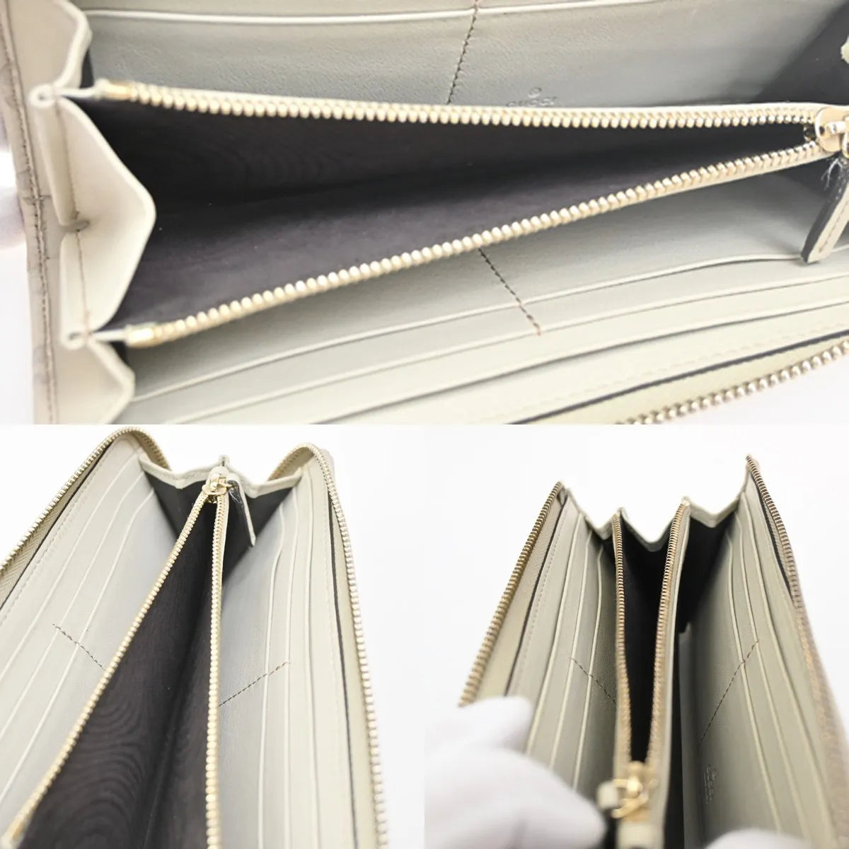 Gucci Interlocking G Zip Around Wallet (Outlet) Leather Beige Leather Wallets Accessory (Pre-Owned)