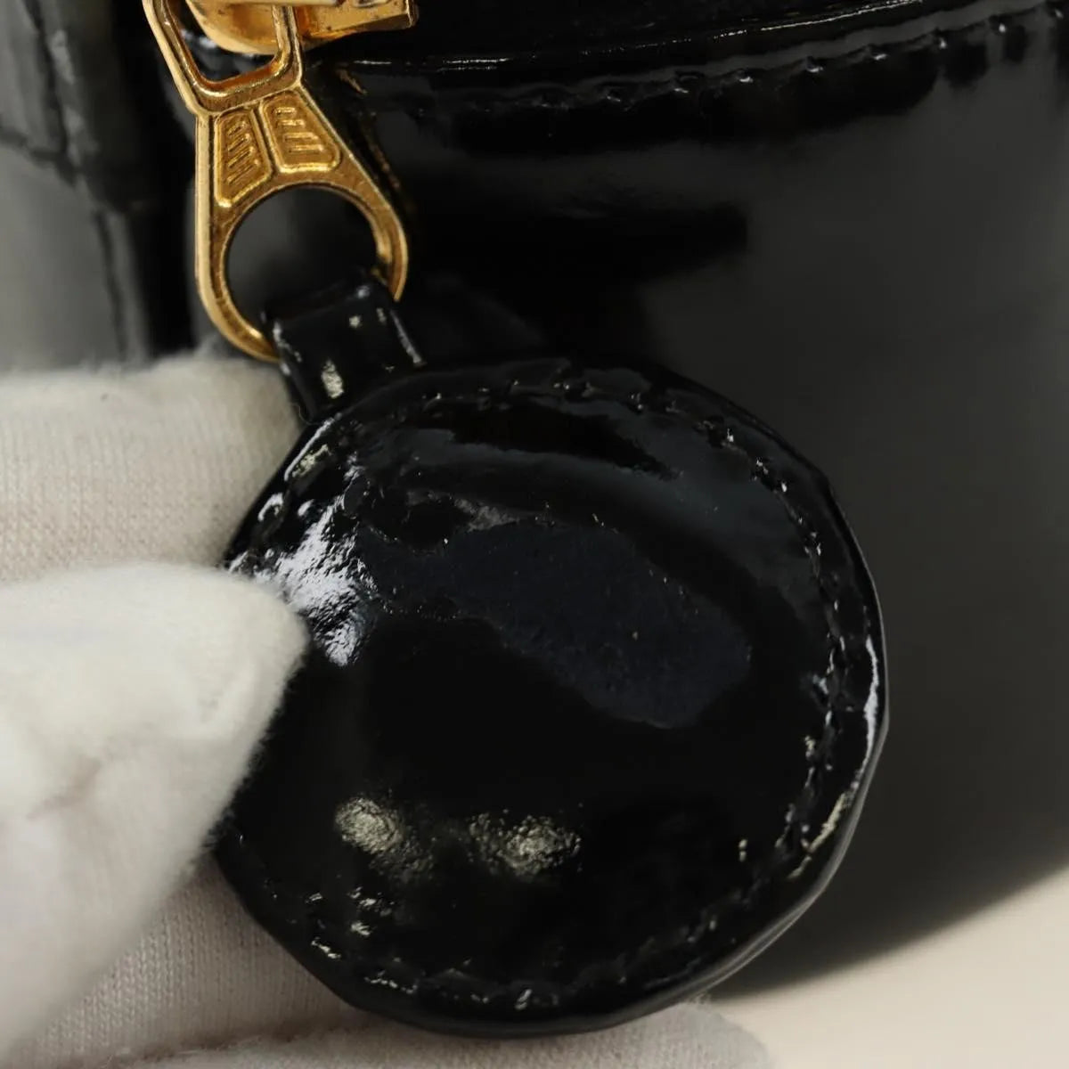 Chanel Vintage Timeless Cosmetic Case Patent Black Patent_Leather Handbag (Pre-Owned)