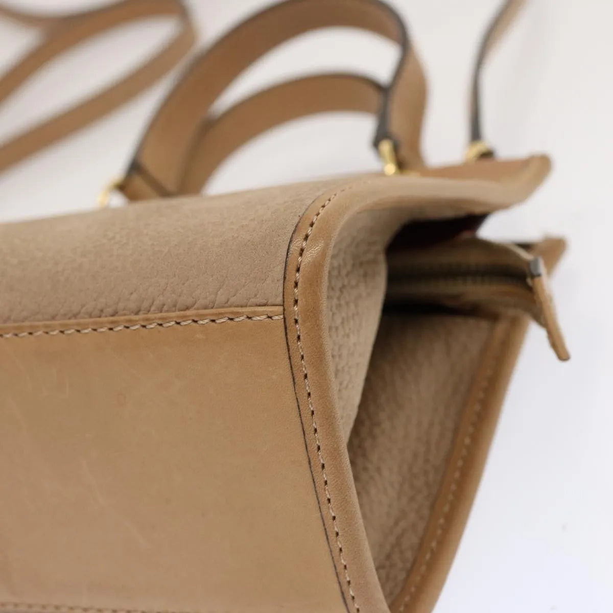 Celine Vintage Leather Beige Leather Handbag (Pre-Owned)