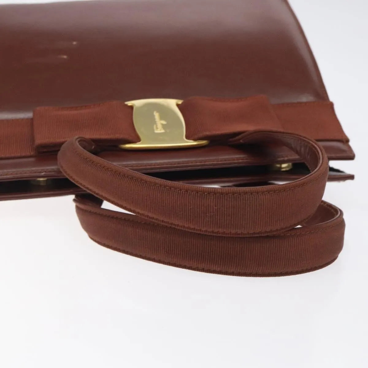 Salvatore Ferragamo Convertible Vara Bow Tote Leather Brown Leather Handbag (Pre-Owned)