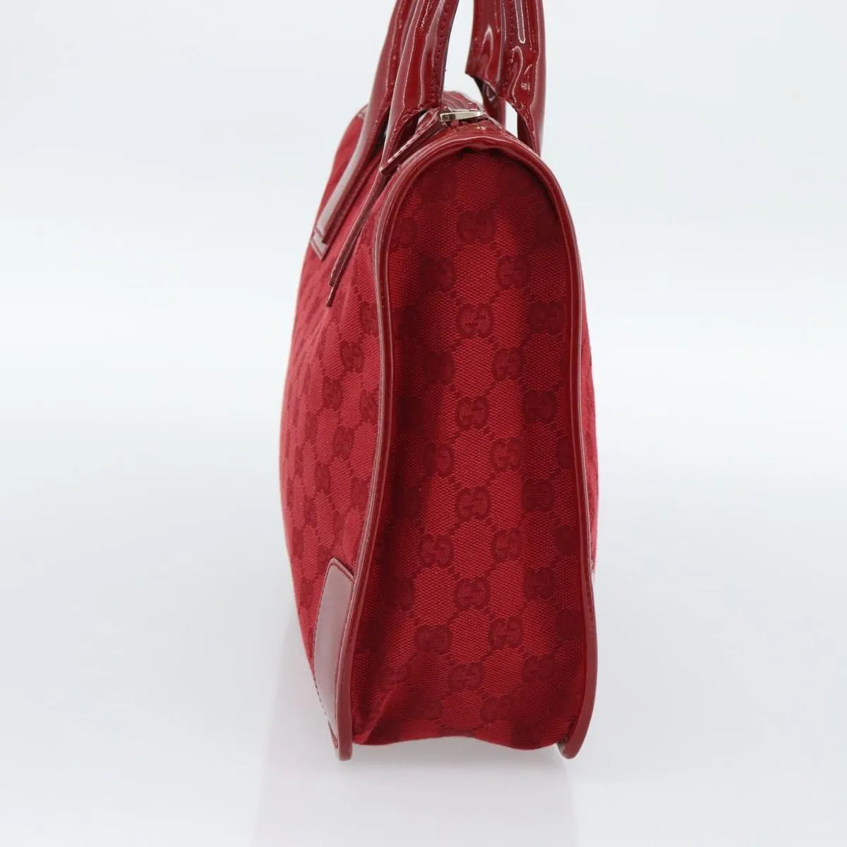 Gucci Structured Top Handle Open Tote Gg Canvas And Leather Red Canvas Handbag (Pre-Owned)