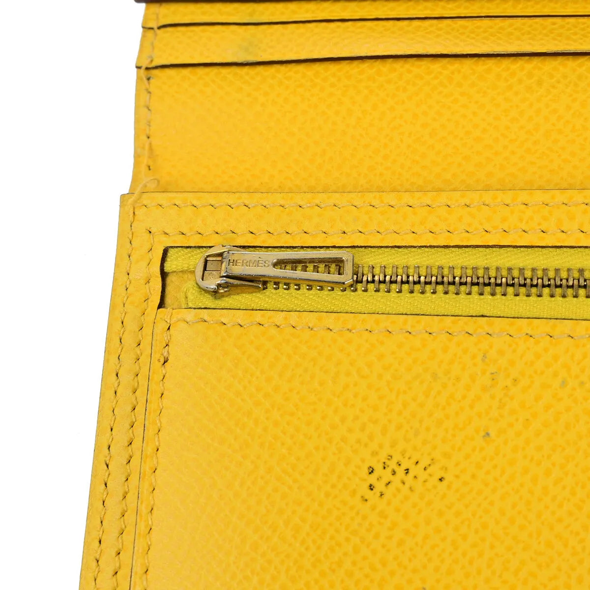 Hermes Bearn Trifold Epsom Yellow Leather Wallets Accessory (Pre-Owned)