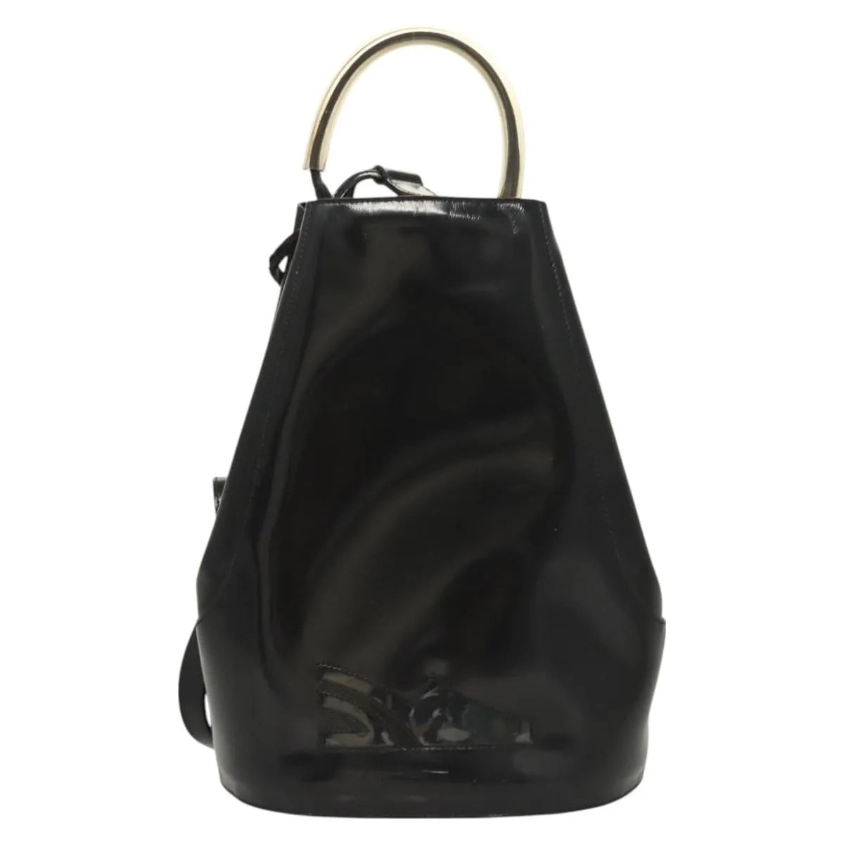 Salvatore Ferragamo Gancini Patent Leather Black Patent_Leather Backpack Bag (Pre-Owned)