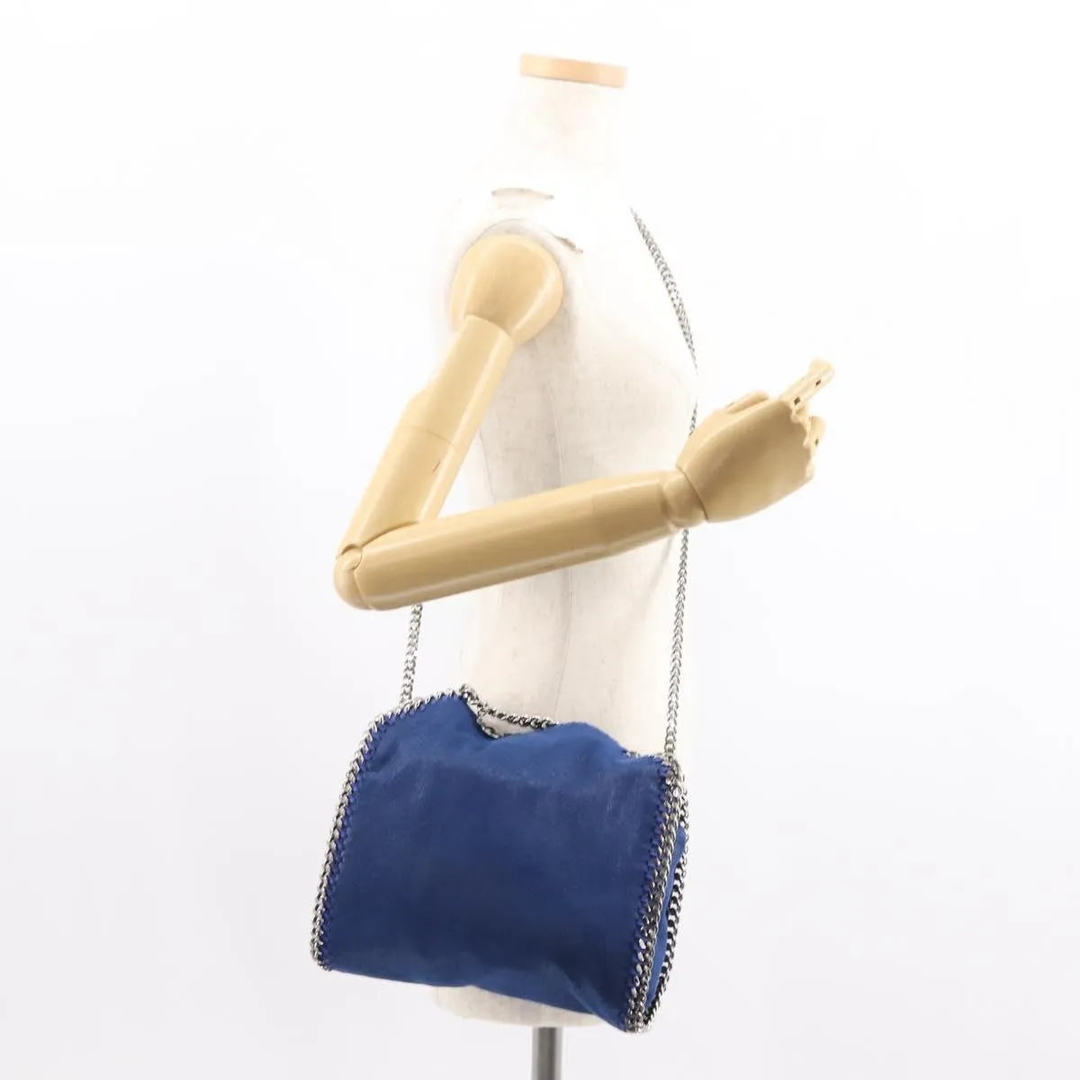 Stella Mccartney Falabella Fold Over Shaggy Deer Blue Polyester Shoulder Bag Bag (Pre-Owned)