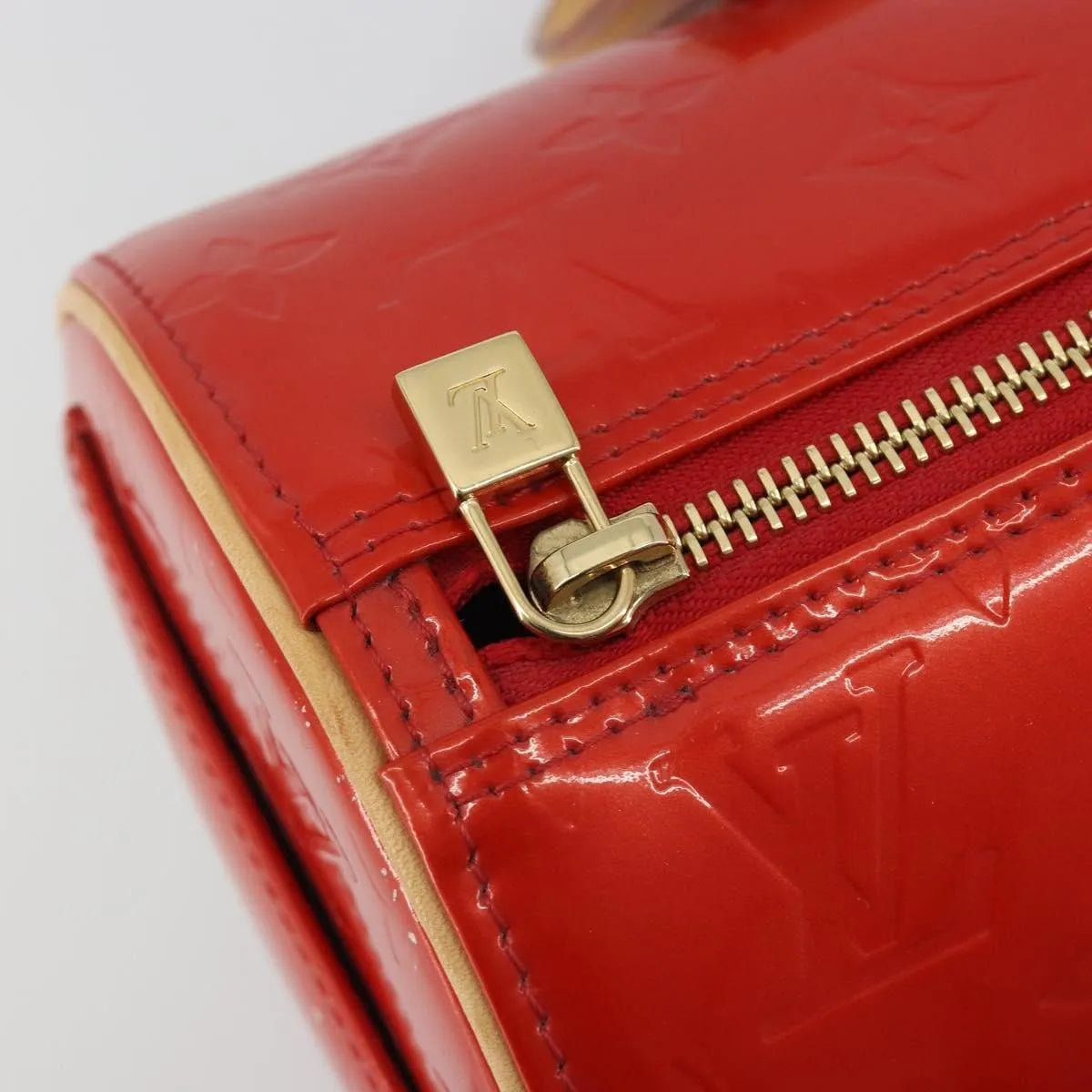 Louis Vuitton Bedford Monogram Vernis Red Patent_Leather Handbag (Pre-Owned)