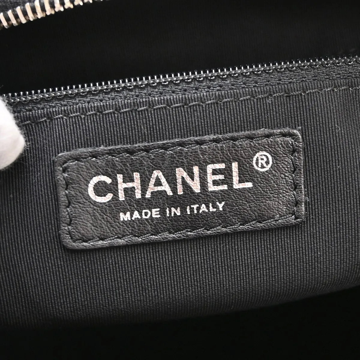 Chanel All Day Long Bowler Chevron Leather Black Leather Tote Bag Bag (Pre-Owned)