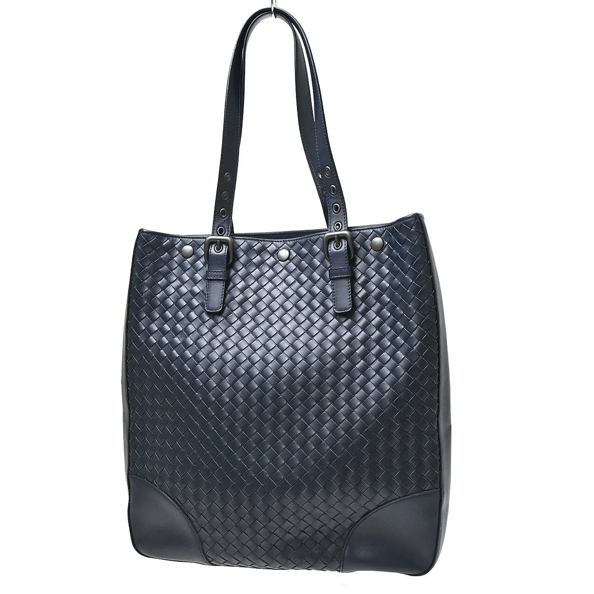 Bottega Veneta Belted Snap Tote Intrecciato Nappa Navy Leather Tote Bag Bag (Pre-Owned)