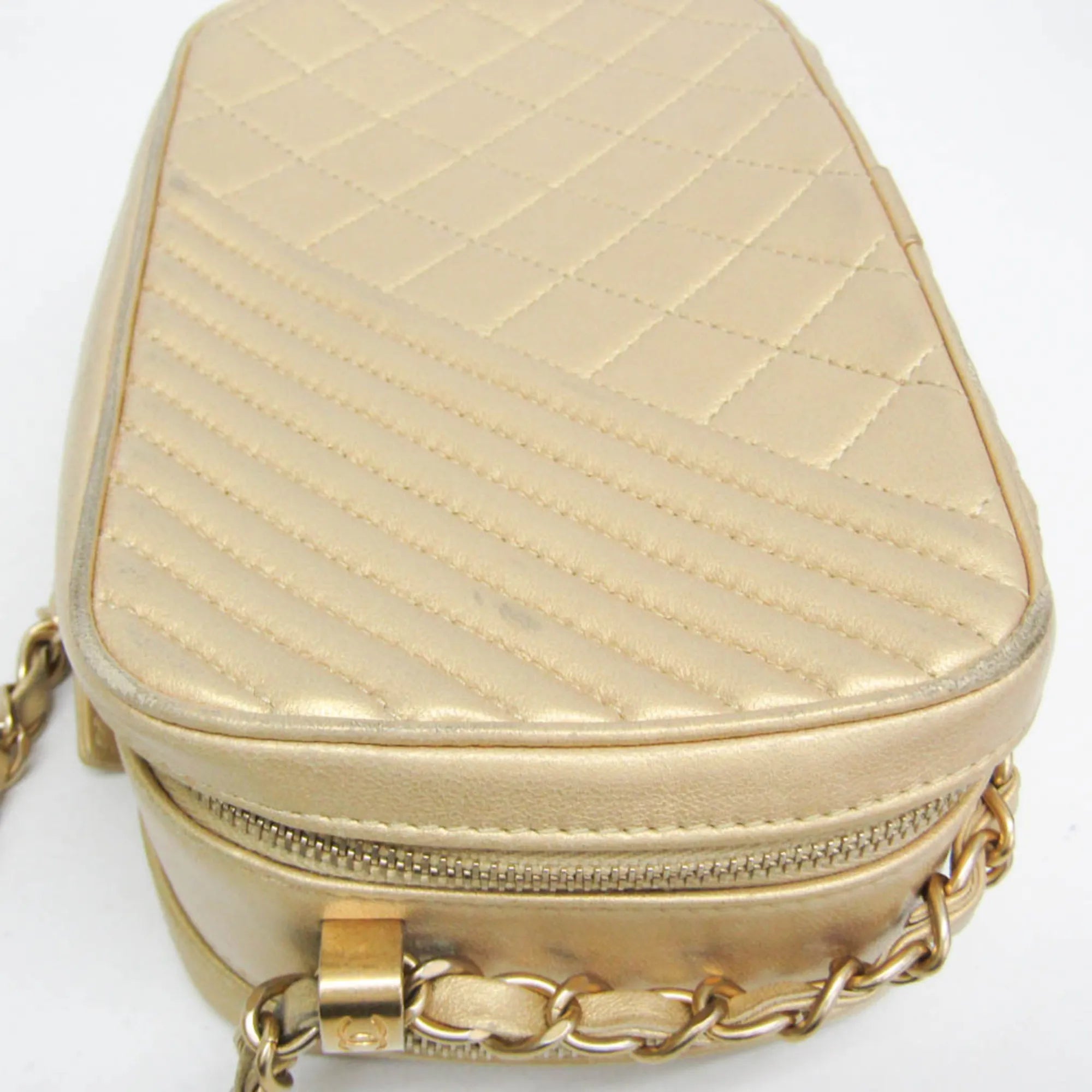 Chanel Coco Boy Camera Quilted Leather Gold Leather Shoulder Bag Bag (Pre-Owned)