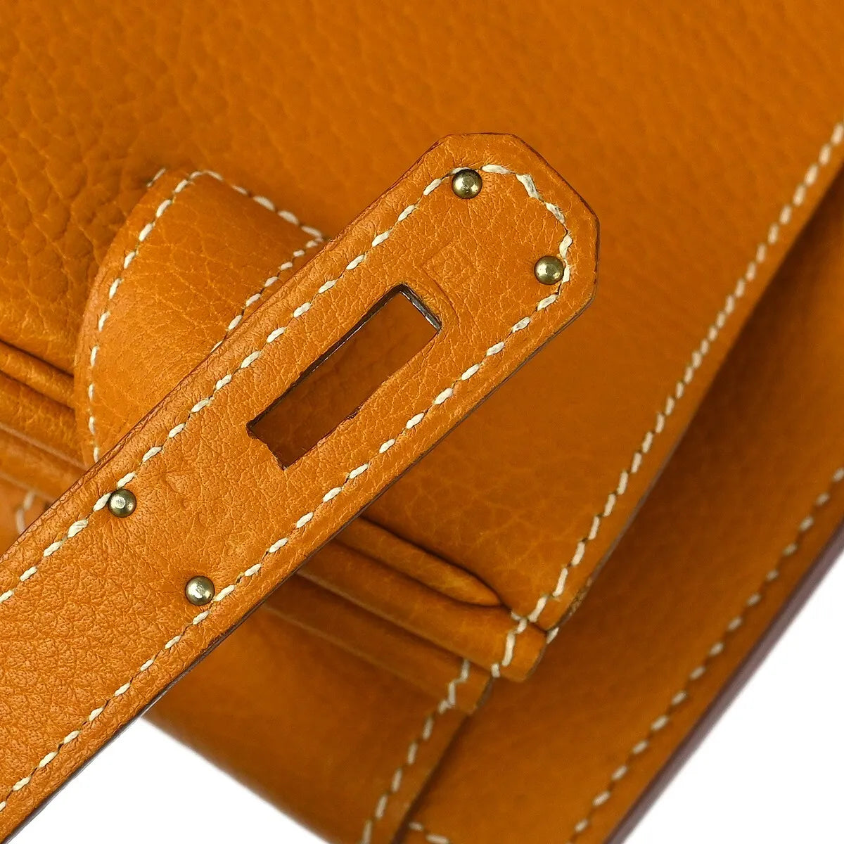 Hermes Birkin Orange Fjord With Palladium Hardware Brown Leather Handbag (Pre-Owned)