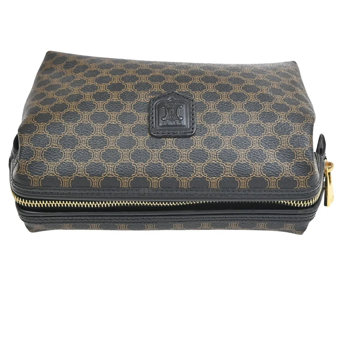 Celine Vintage Toiletry Macadam Coated Canvas Brown Canvas Clutche & Pouche Bag (Pre-Owned)