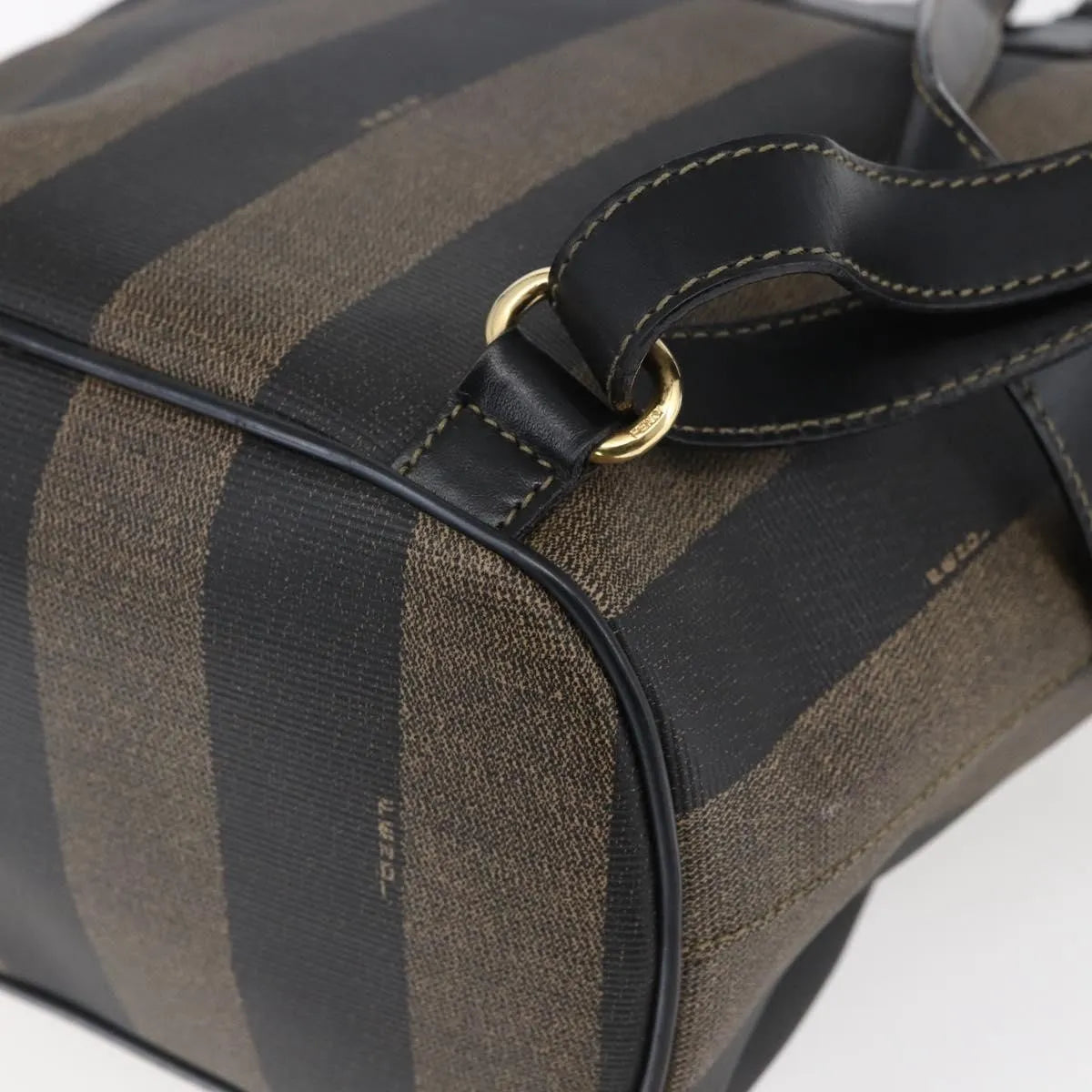 Fendi Vintage Pequin Logo Coated Canvas Brown Canvas Backpack Bag (Pre-Owned)