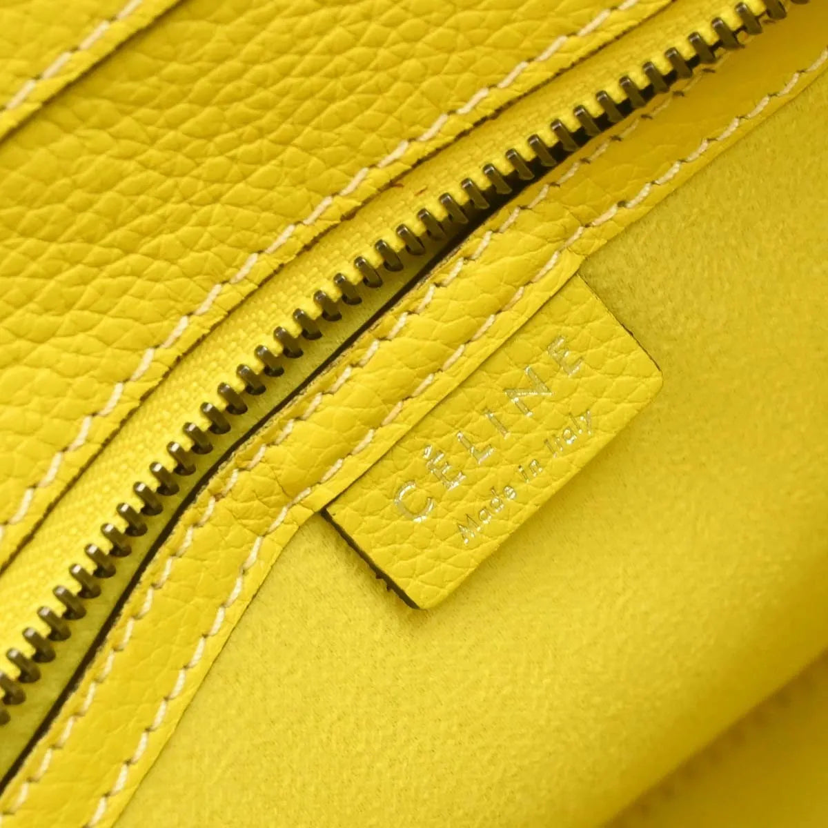 Celine Luggage Grainy Leather Yellow Leather Tote Bag Bag (Pre-Owned)
