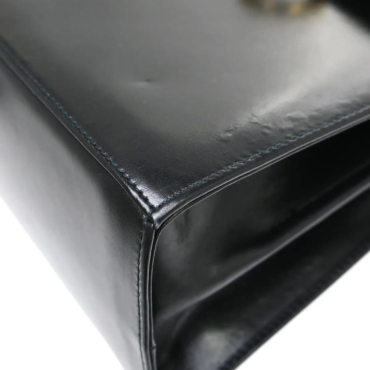 Salvatore Ferragamo Gancini Convertible Top Handle Leather Black Leather Handbag (Pre-Owned)