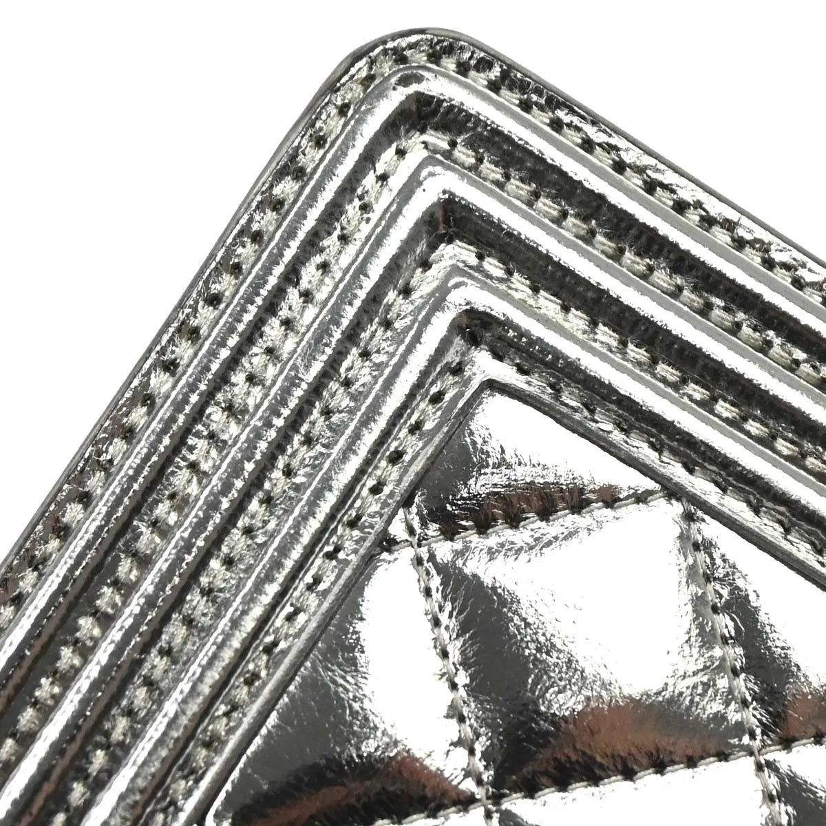 Chanel North South Boy Flap Quilted Metallic Calfskin Metallic Patent_Leather Shoulder Bag Bag (Pre-Owned)