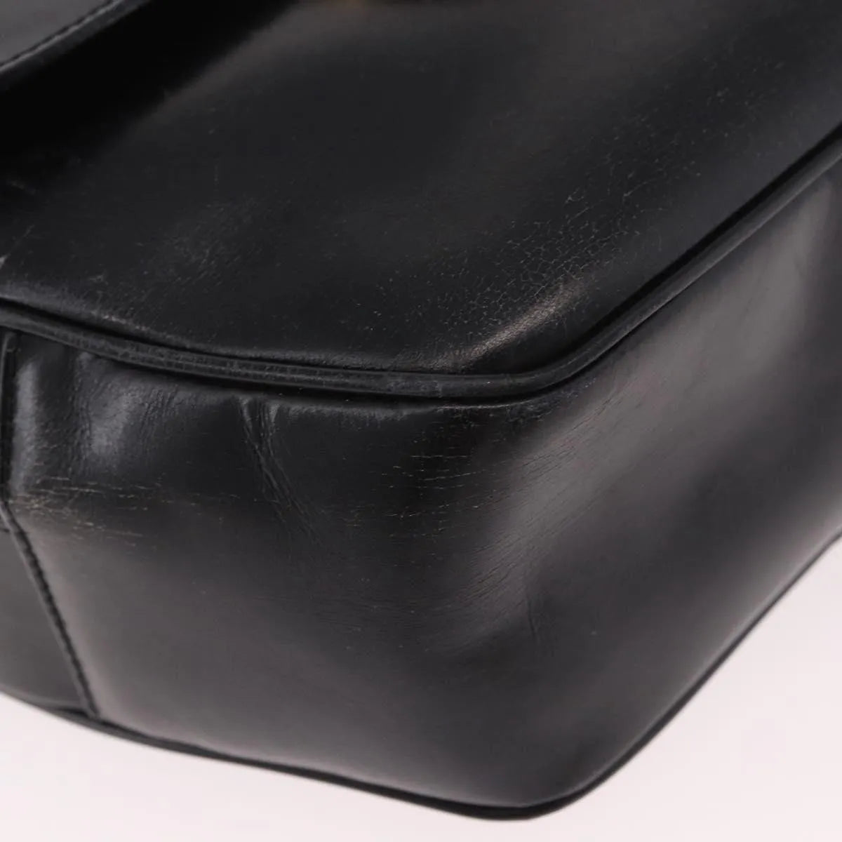 Celine Vintage Circle Logo Leather Black Leather Shoulder Bag Bag (Pre-Owned)