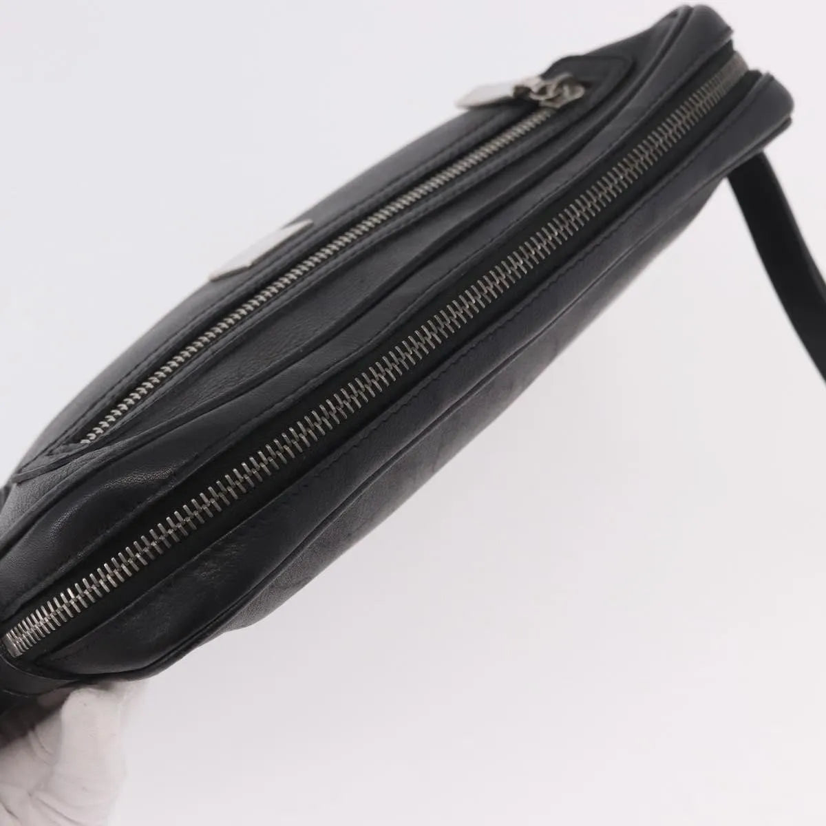 Celine Vintage Zip Wristlet Clutch Leather Black Leather Clutche & Pouche Bag (Pre-Owned)