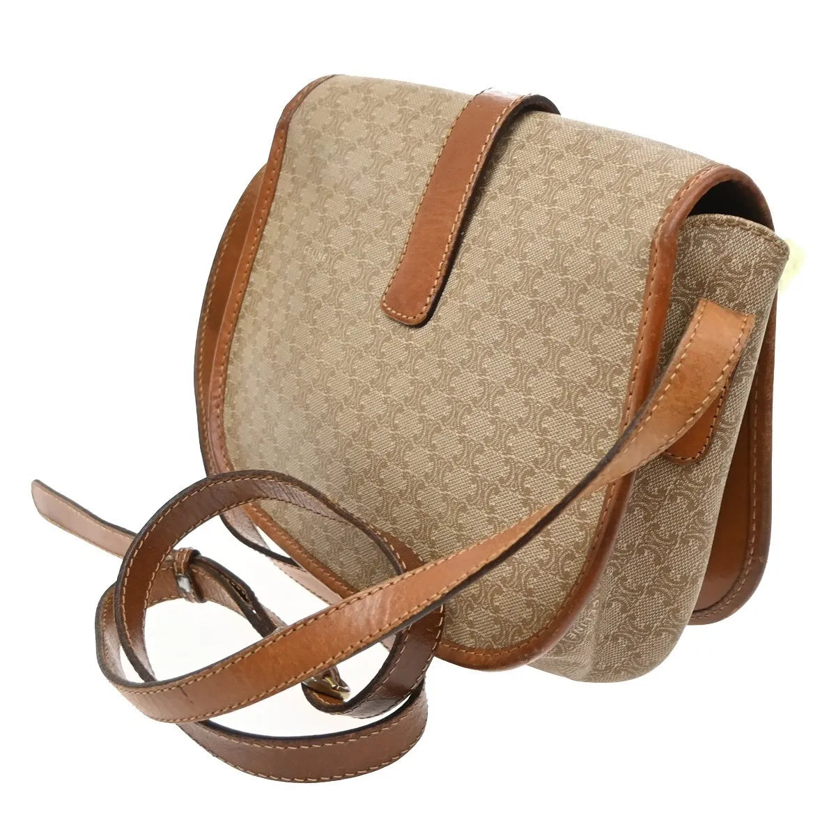 Celine Vintage Macadam Canvas And Leather Beige Canvas Handbag (Pre-Owned)