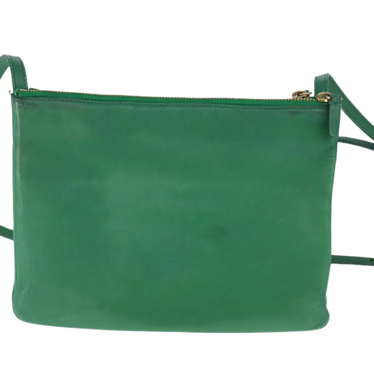 Celine Trio Leather Green Leather Shoulder Bag Bag (Pre-Owned)