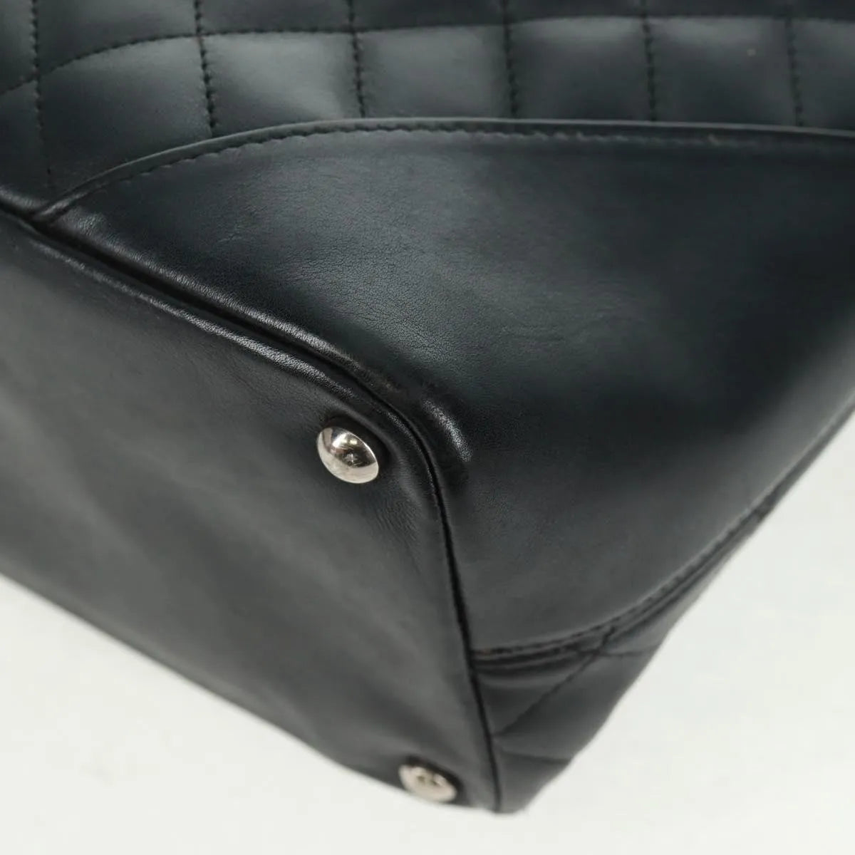 Chanel Cambon Tote Quilted Leather Black Leather Tote Bag Bag (Pre-Owned)