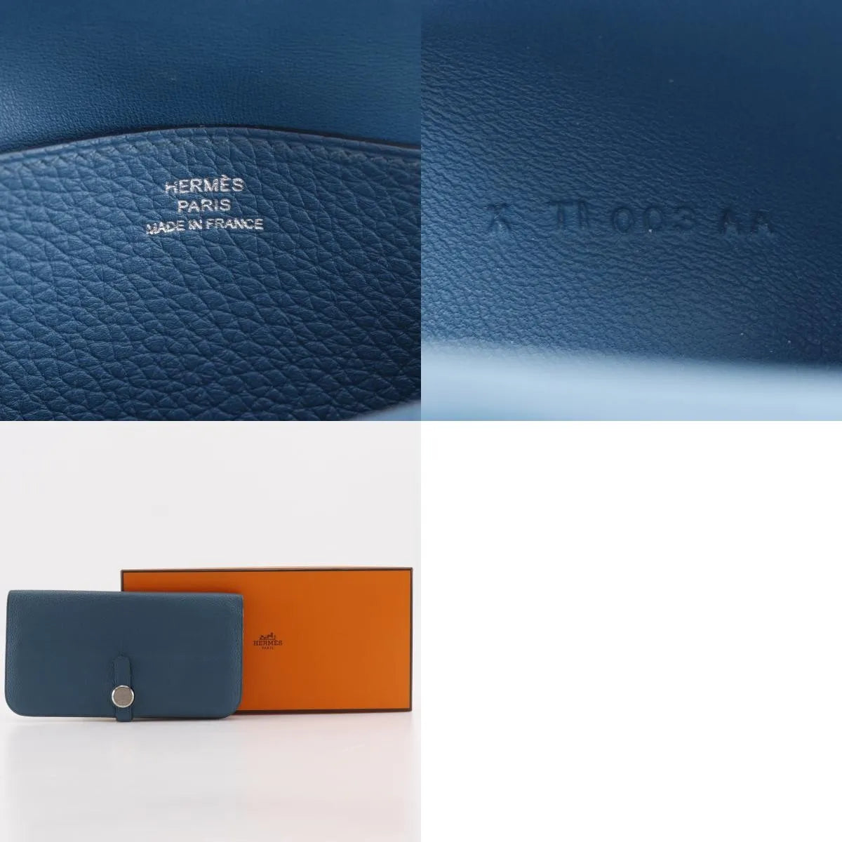 Hermes Dogon Recto Verso Leather Blue Leather Wallets Accessory (Pre-Owned)