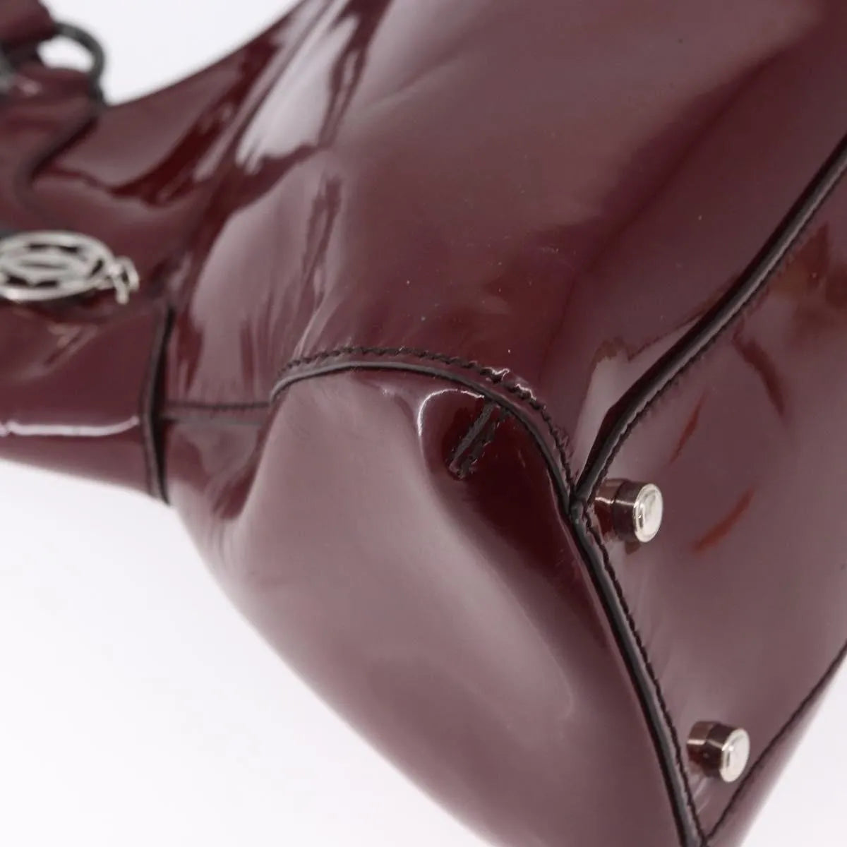 Cartier Marcello Patent Leather Burgundy Patent_Leather Handbag (Pre-Owned)