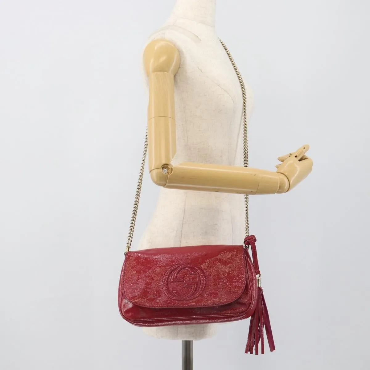 Gucci Soho Chain Patent Pink Patent_Leather Shoulder Bag Bag (Pre-Owned)