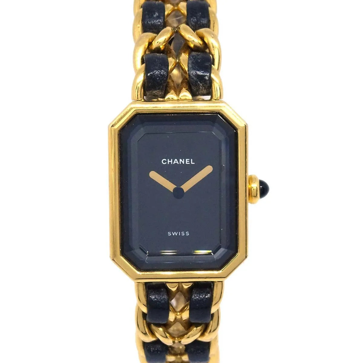 Chanel Premiere Rock Quartz Plated Metal And Leather Watch (Pre-Owned)