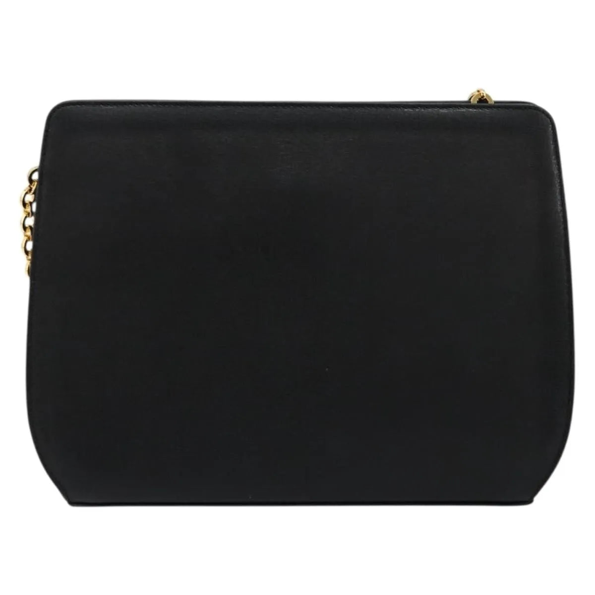 Salvatore Ferragamo Vintage Chain Leather Black Leather Shoulder Bag Bag (Pre-Owned)