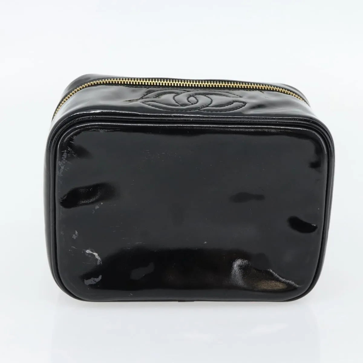 Chanel Vintage Timeless Cosmetic Case Patent Black Patent_Leather Handbag (Pre-Owned)
