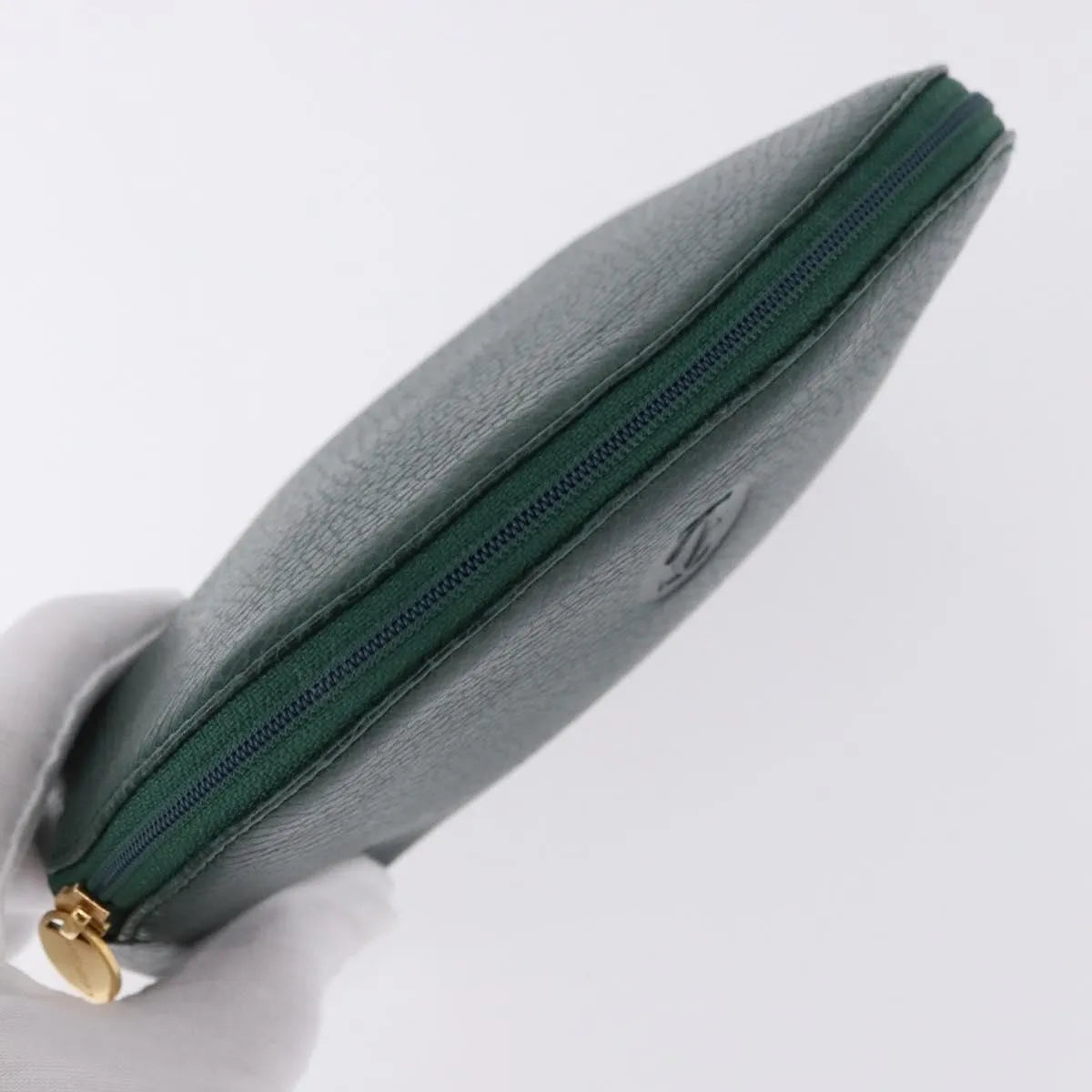 Cartier Marcello Clutch Leather Green Leather Clutche & Pouche Bag (Pre-Owned)