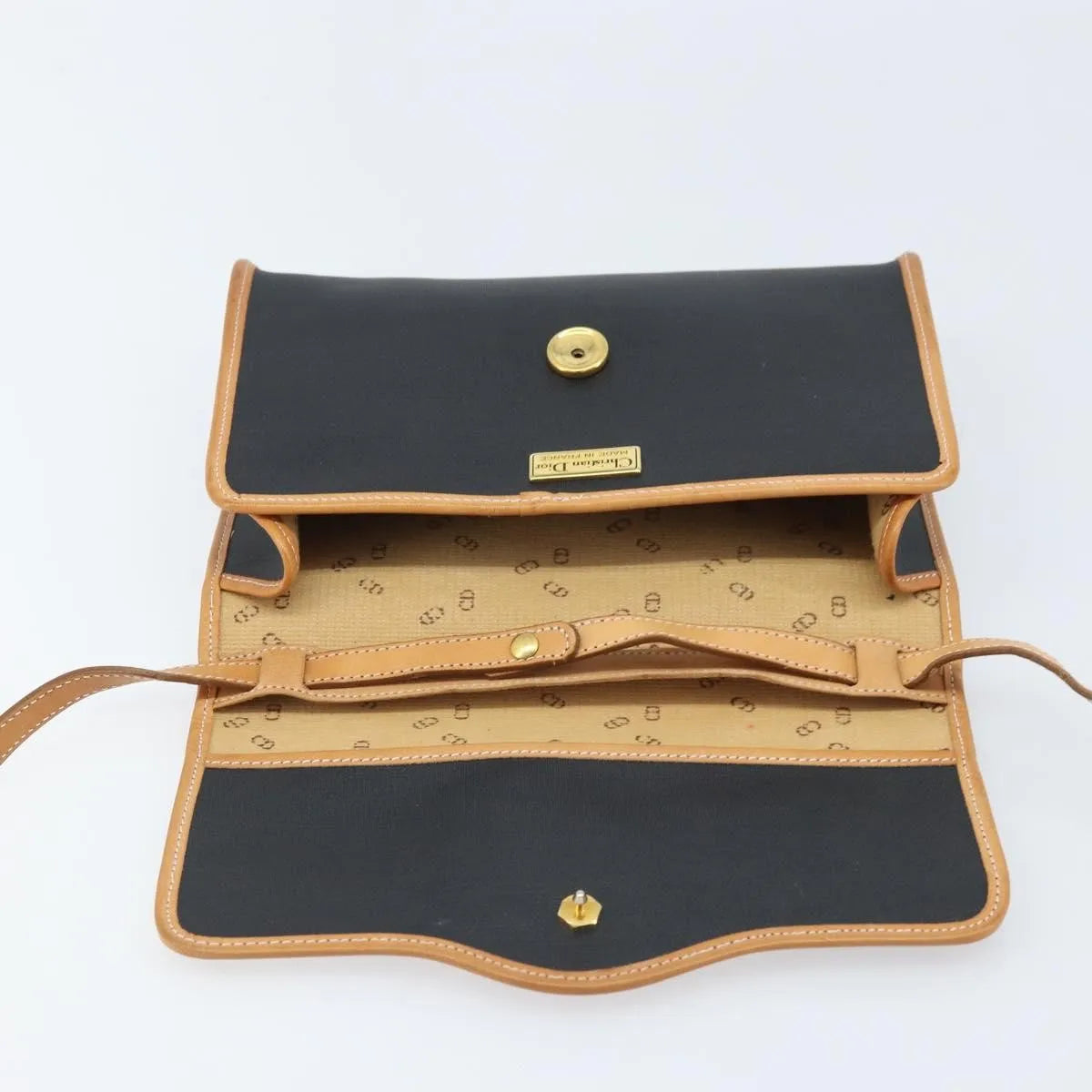 Christian Dior Cd Shoulder Bag Canvas And Leather Black Canvas Shoulder Bag Bag (Pre-Owned)