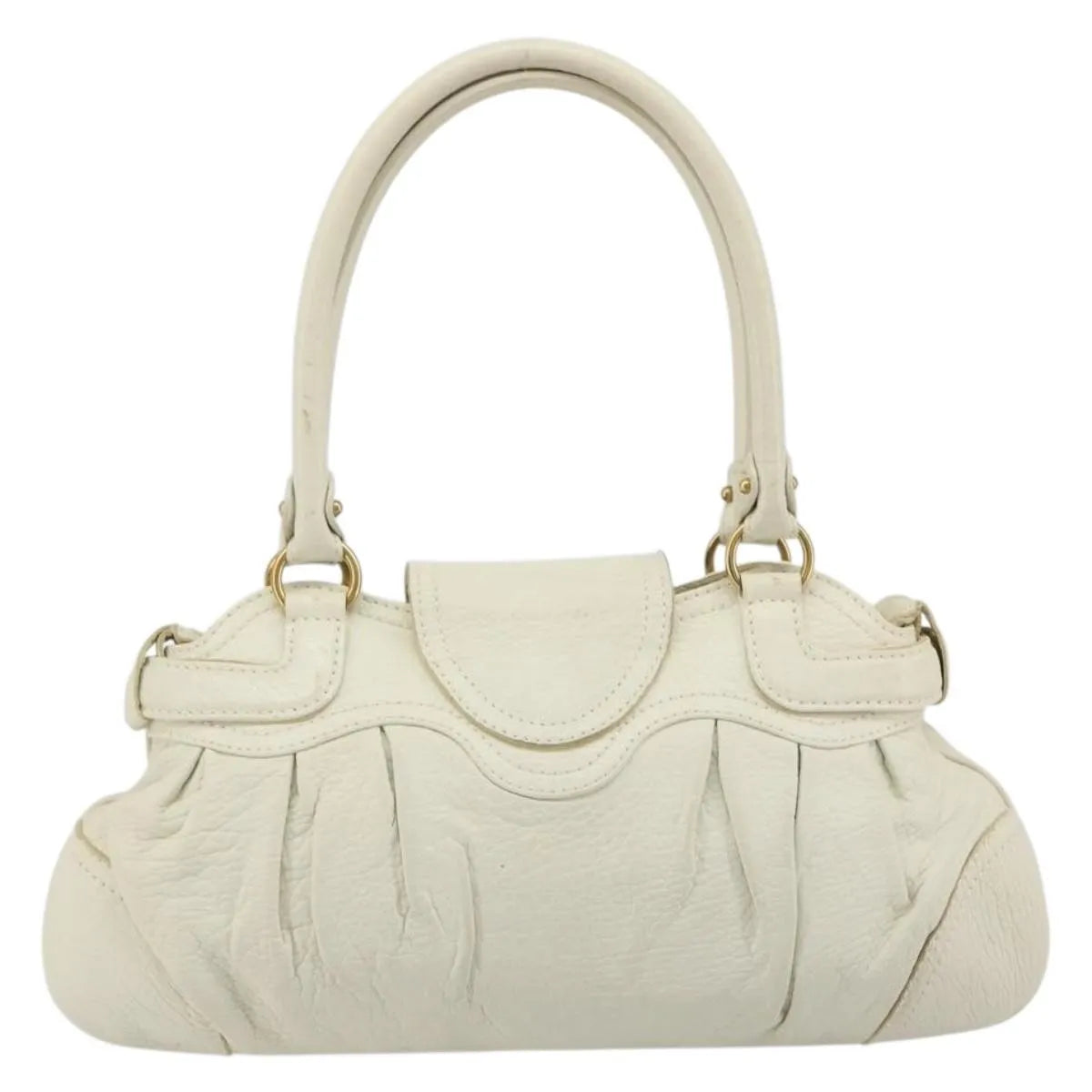 Salvatore Ferragamo Gancini Leather White Leather Handbag (Pre-Owned)