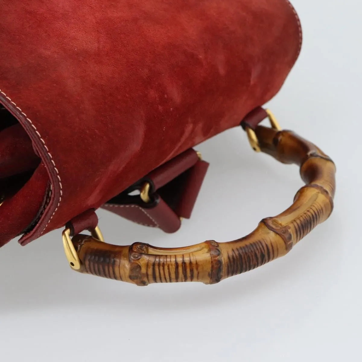 Gucci Vintage Bamboo Suede Red Suede Backpack Bag (Pre-Owned)