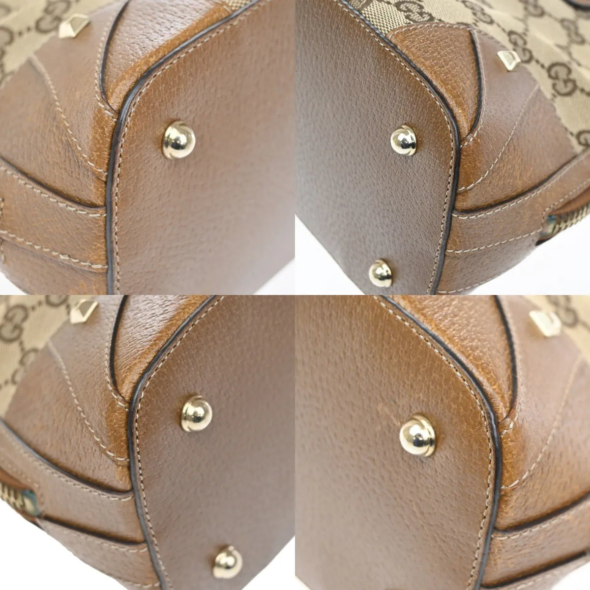 Gucci Vintage Boston Bag Monogram Canvas Brown Canvas Handbag (Pre-Owned)