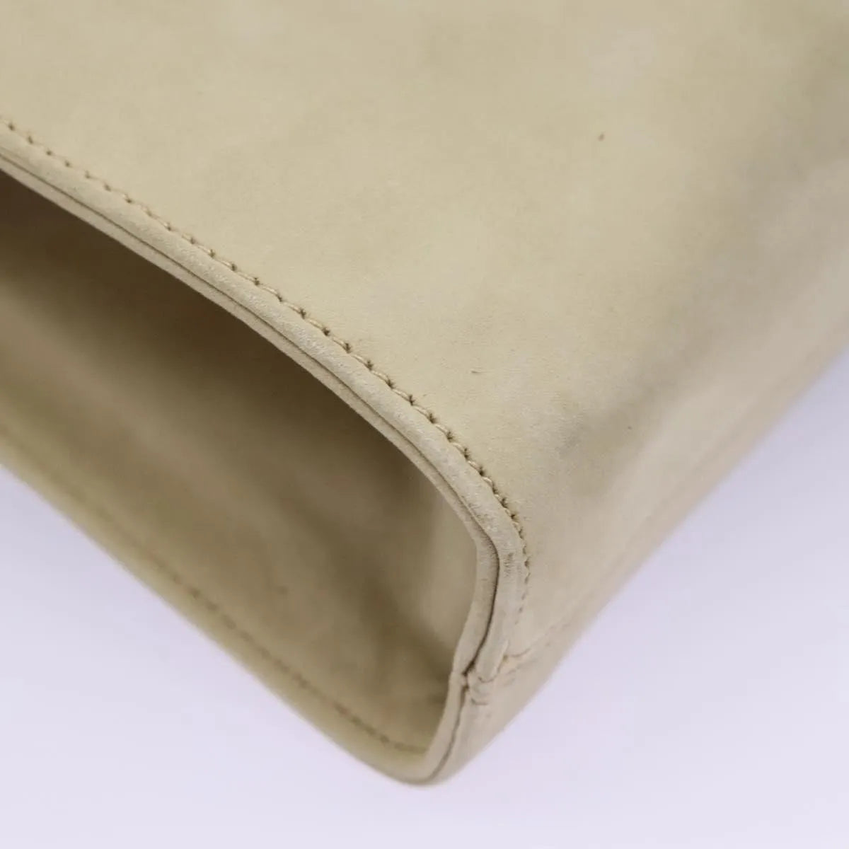 Salvatore Ferragamo Gancini Chain Leather Beige Suede Shoulder Bag Bag (Pre-Owned)