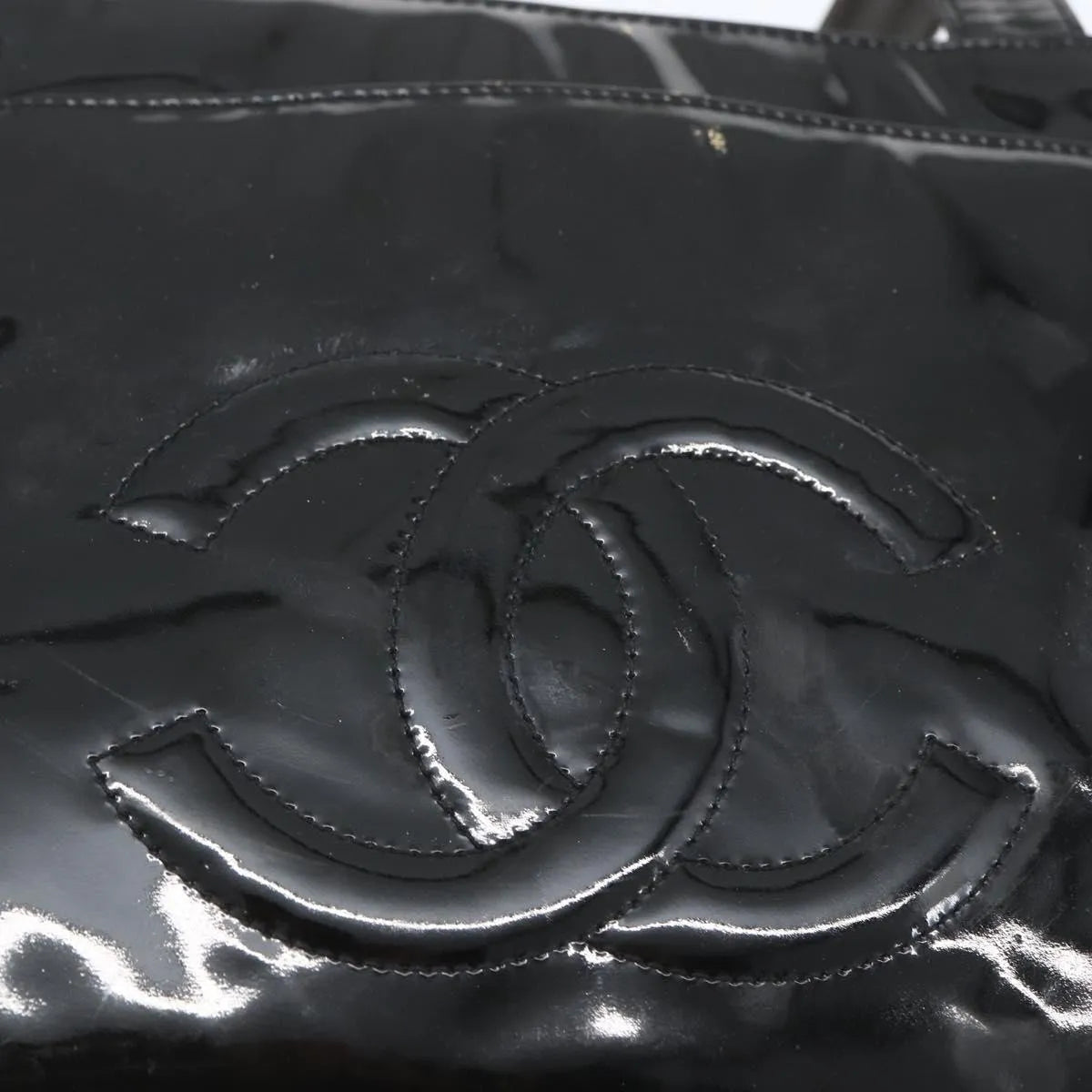 Chanel Vintage Flap Patent Leather Black Patent_Leather Shoulder Bag Bag (Pre-Owned)