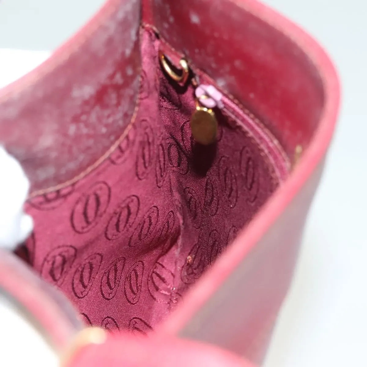 Cartier Vintage Must De Cartier Leather Burgundy Leather Shoulder Bag Bag (Pre-Owned)
