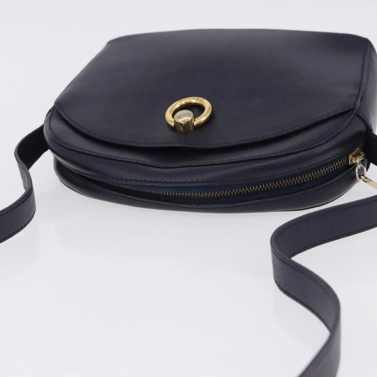 Celine Vintage Leather Navy Leather Shoulder Bag Bag (Pre-Owned)