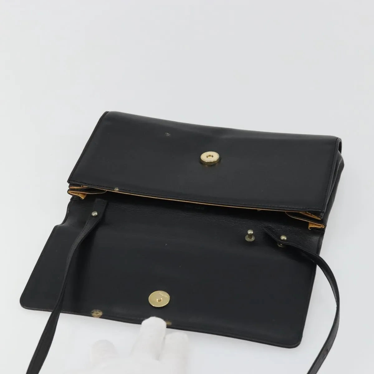 Celine Vintage Horsebit Sling Leather Black Leather Shoulder Bag Bag (Pre-Owned)