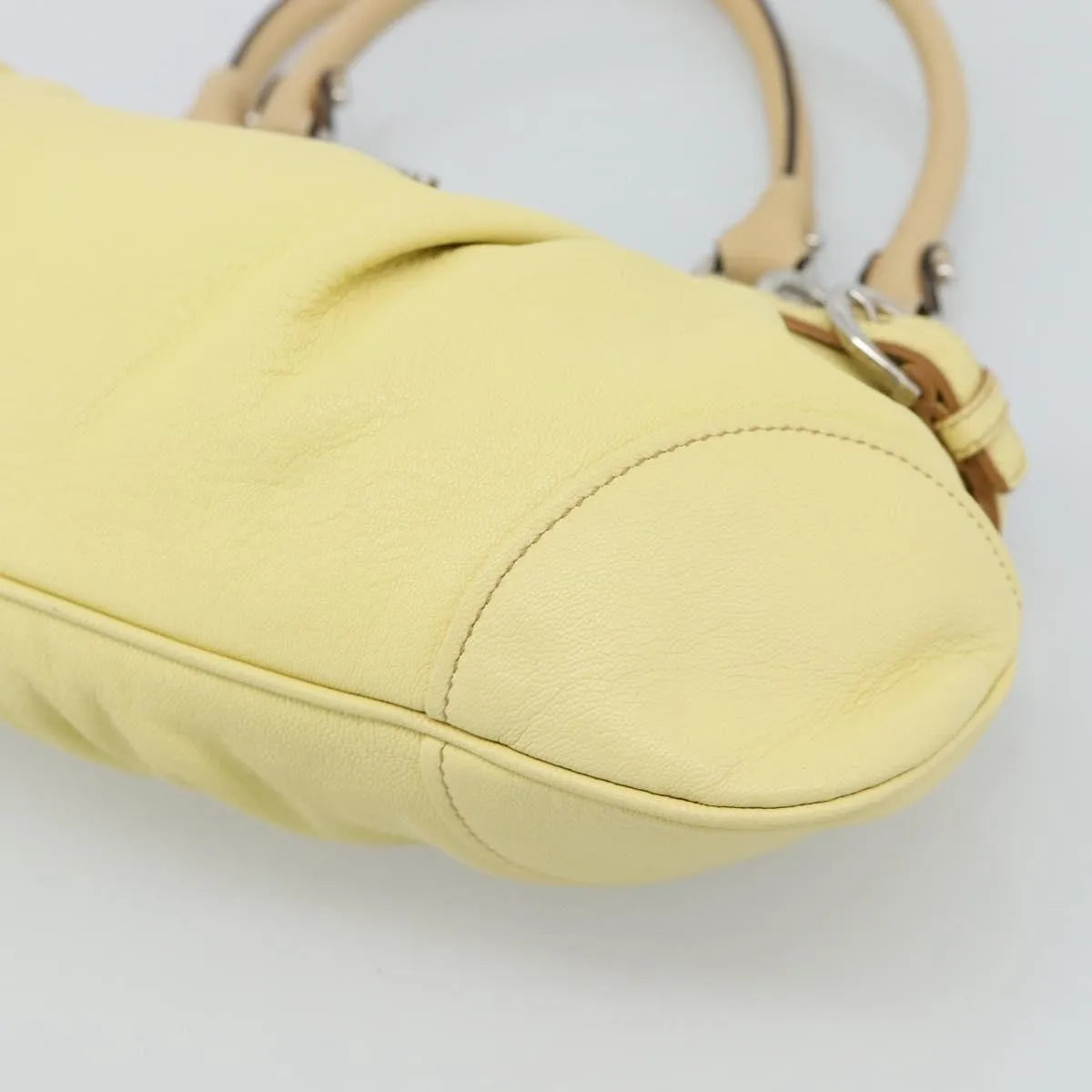 Salvatore Ferragamo Gancini Leather Yellow Leather Handbag (Pre-Owned)